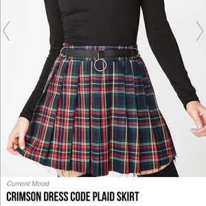 Current Mood Crimson Dress Code Plaid Skirt